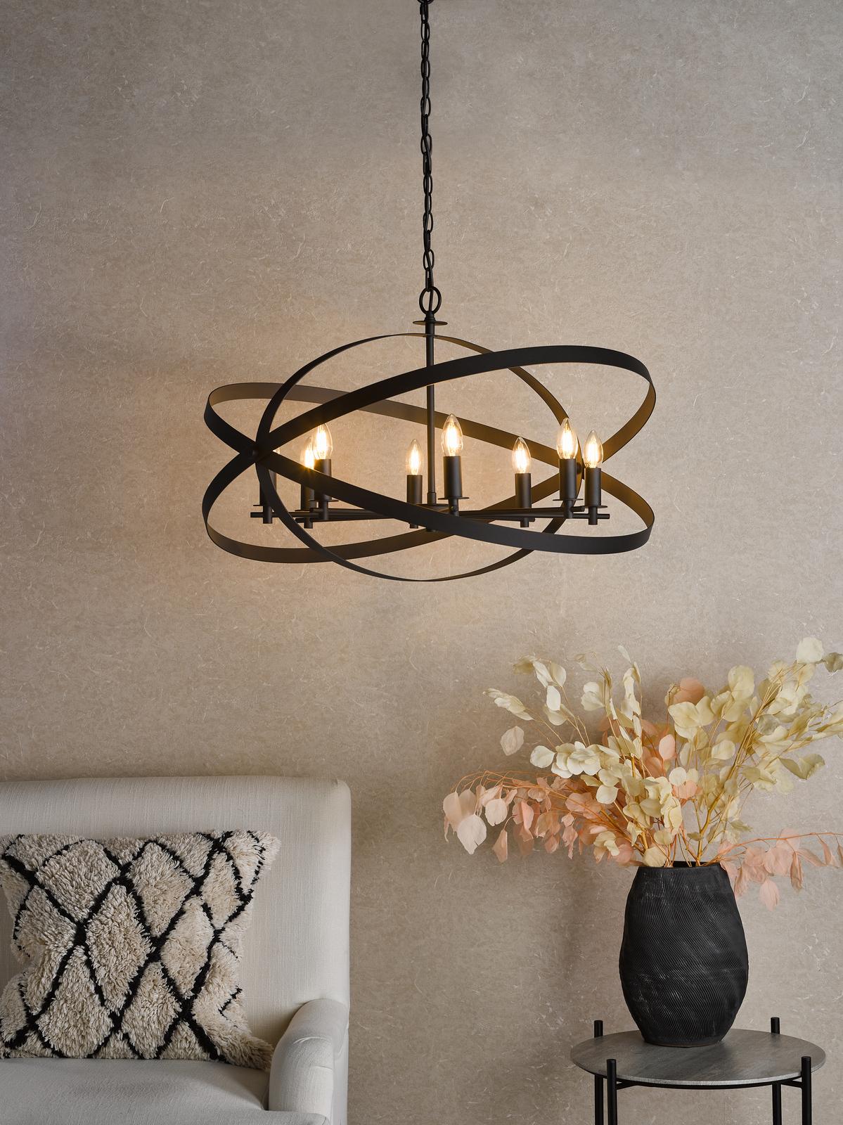 Nitya 8 Light Pendant Matt Black