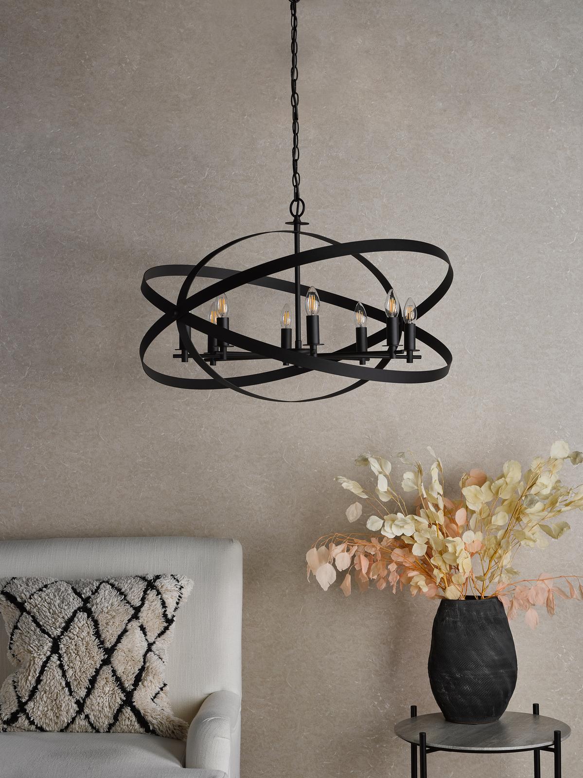 Nitya 8 Light Pendant Matt Black