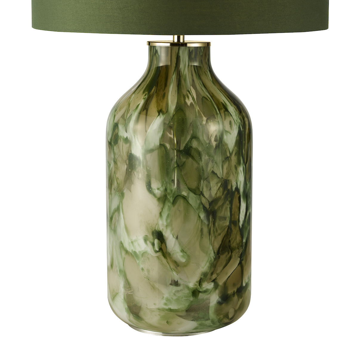 Nuria Table Lamp Green Art Glass and Polished Chrome With Shade