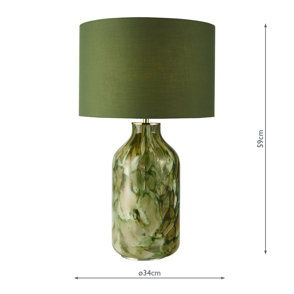 Nuria Table Lamp Green Art Glass and Polished Chrome With Shade