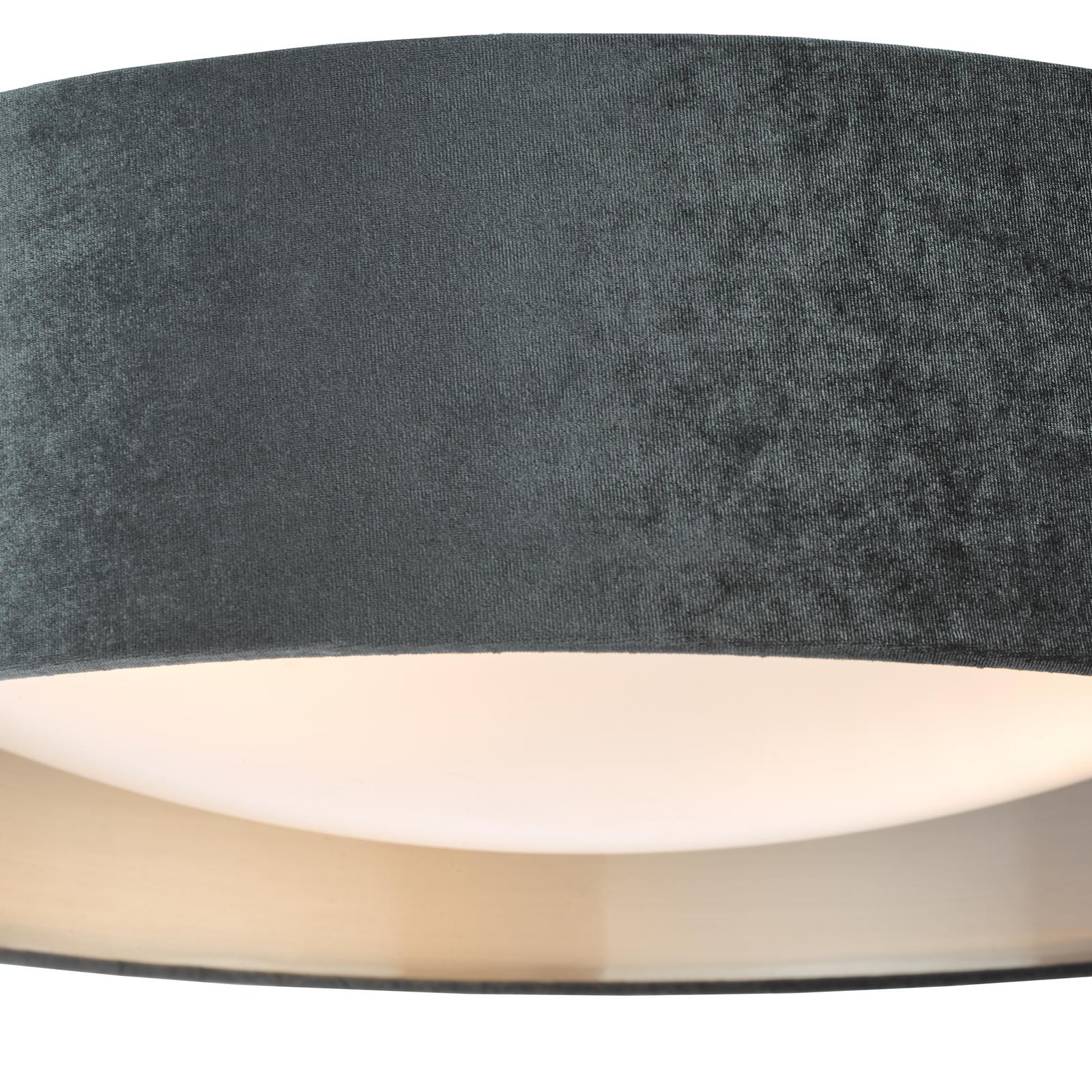 Nysa 3 Light Flush Velvet Dark Grey Shade 60cm