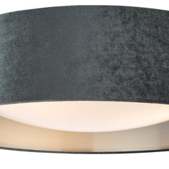 Nysa 3 Light Flush Velvet Dark Grey Shade 60cm