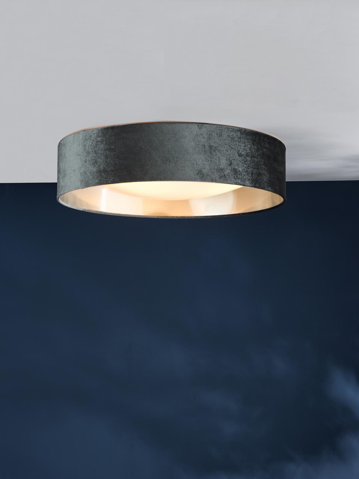 Nysa 3 Light Flush Velvet Dark Grey Shade 60cm