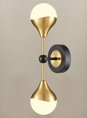 Nexus 2lt Wall light matt black and aged brass