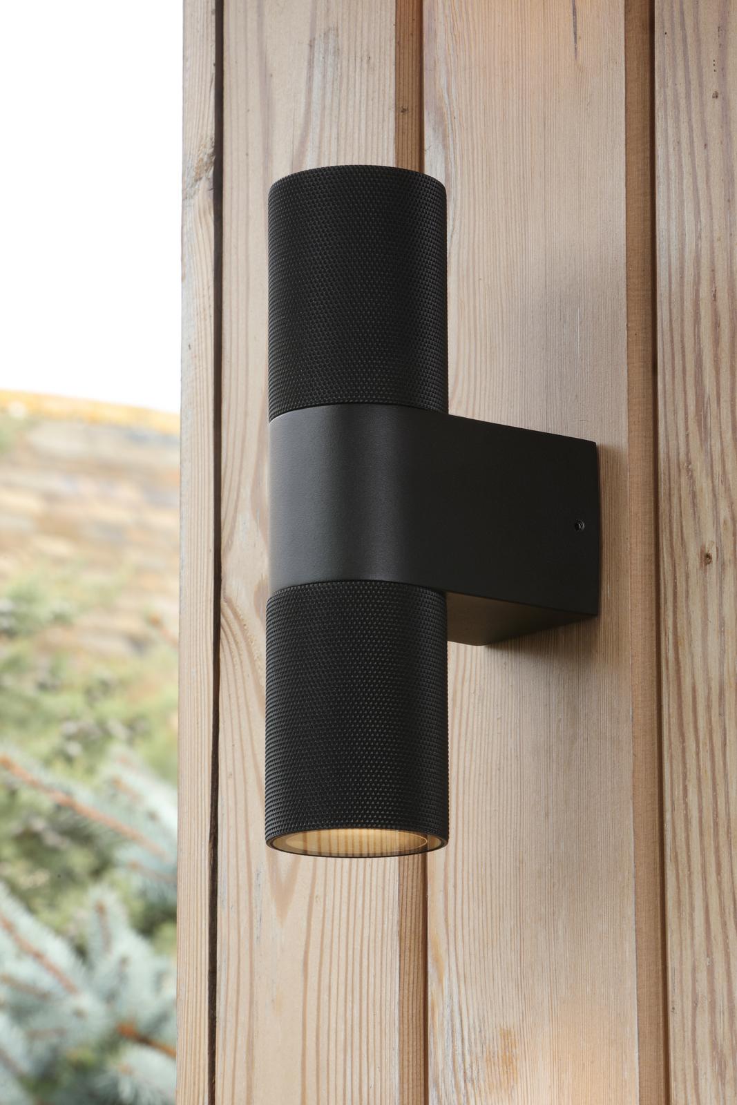 Obi 2 Light Outdoor Wall Light Matt Black IP54