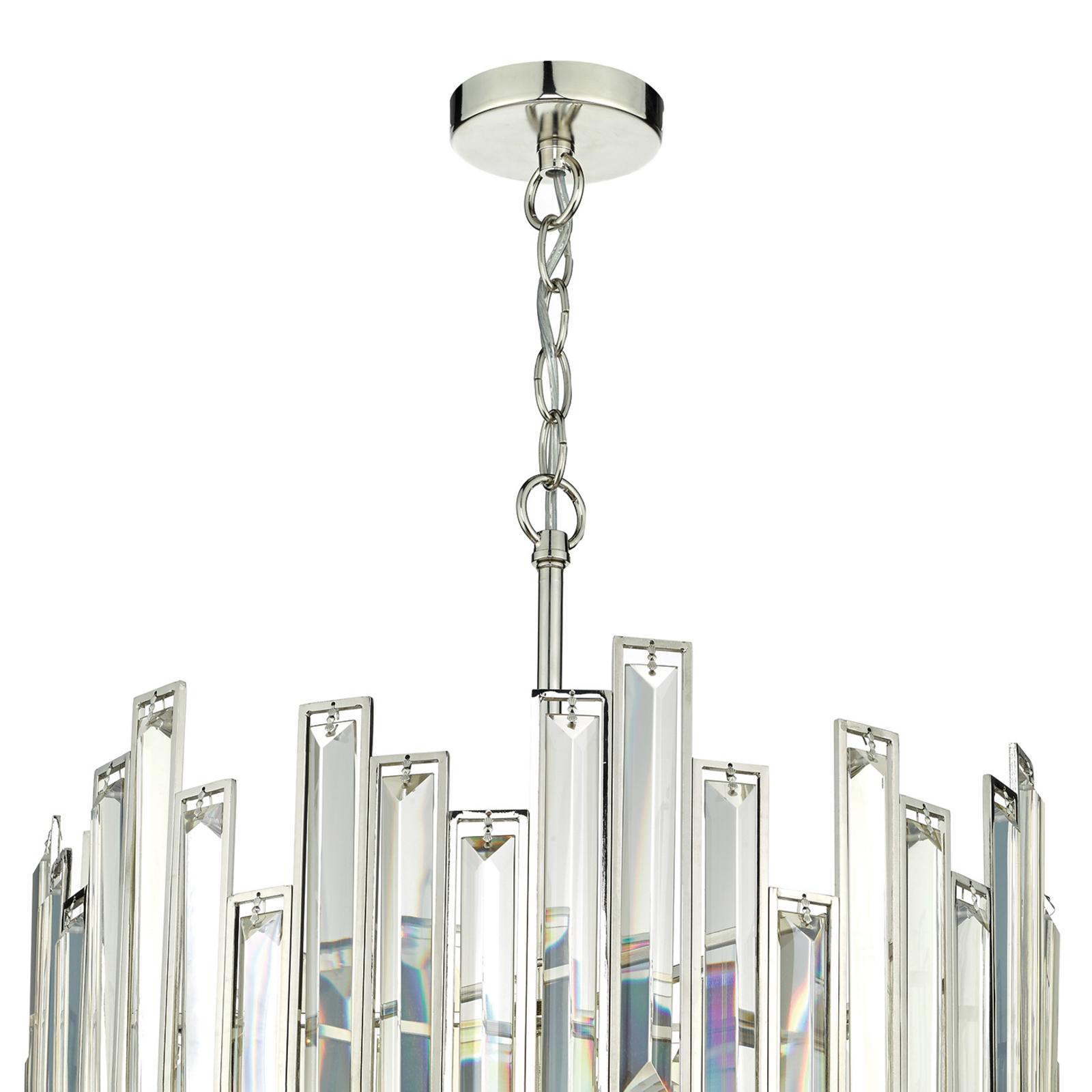 Odile 6 Light Pendant Champagne Crystal Polished Nickel Frame