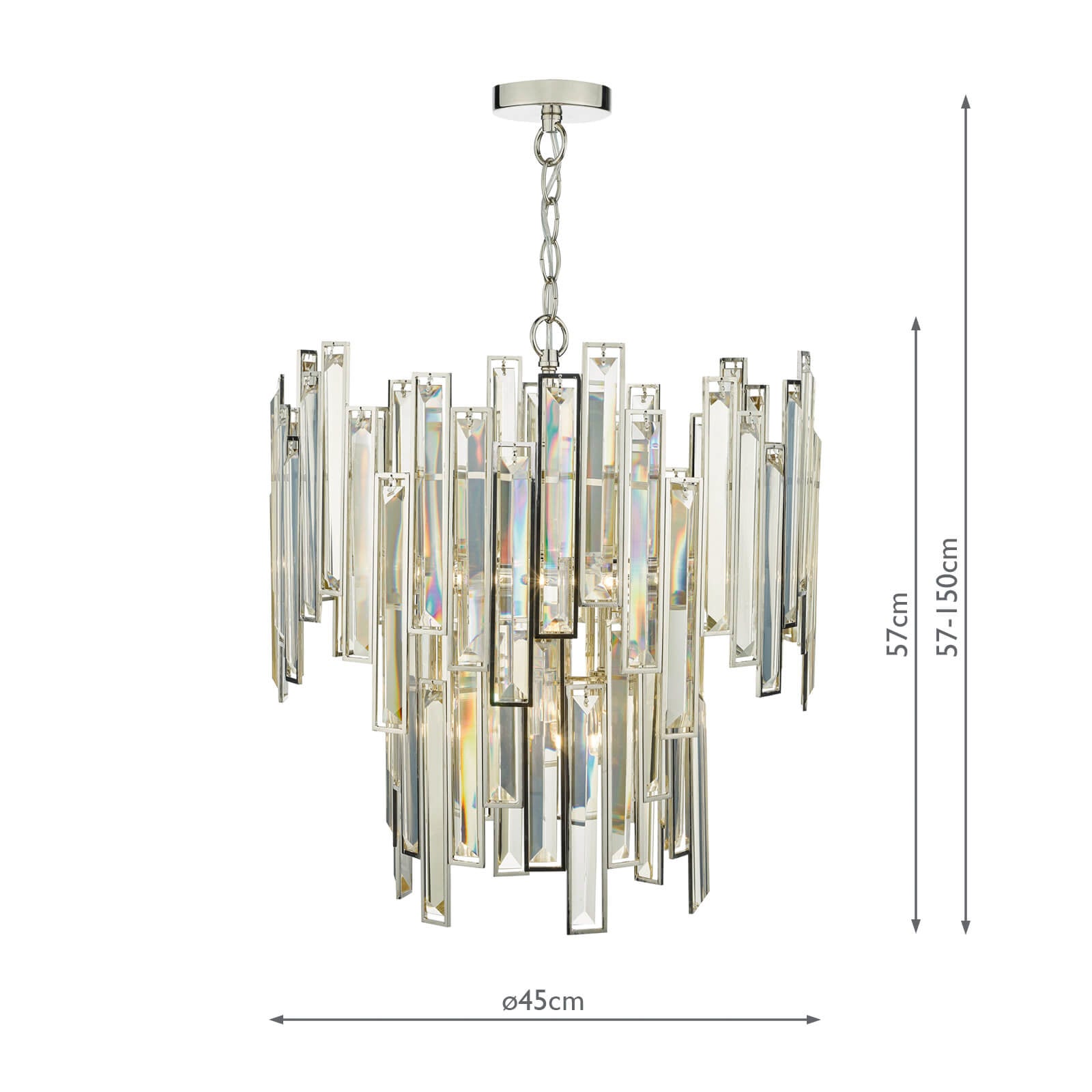 Odile 6 Light Pendant Champagne Crystal Polished Nickel Frame