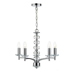 Oleana 5 Light Pendant Polished Chrome Crystal