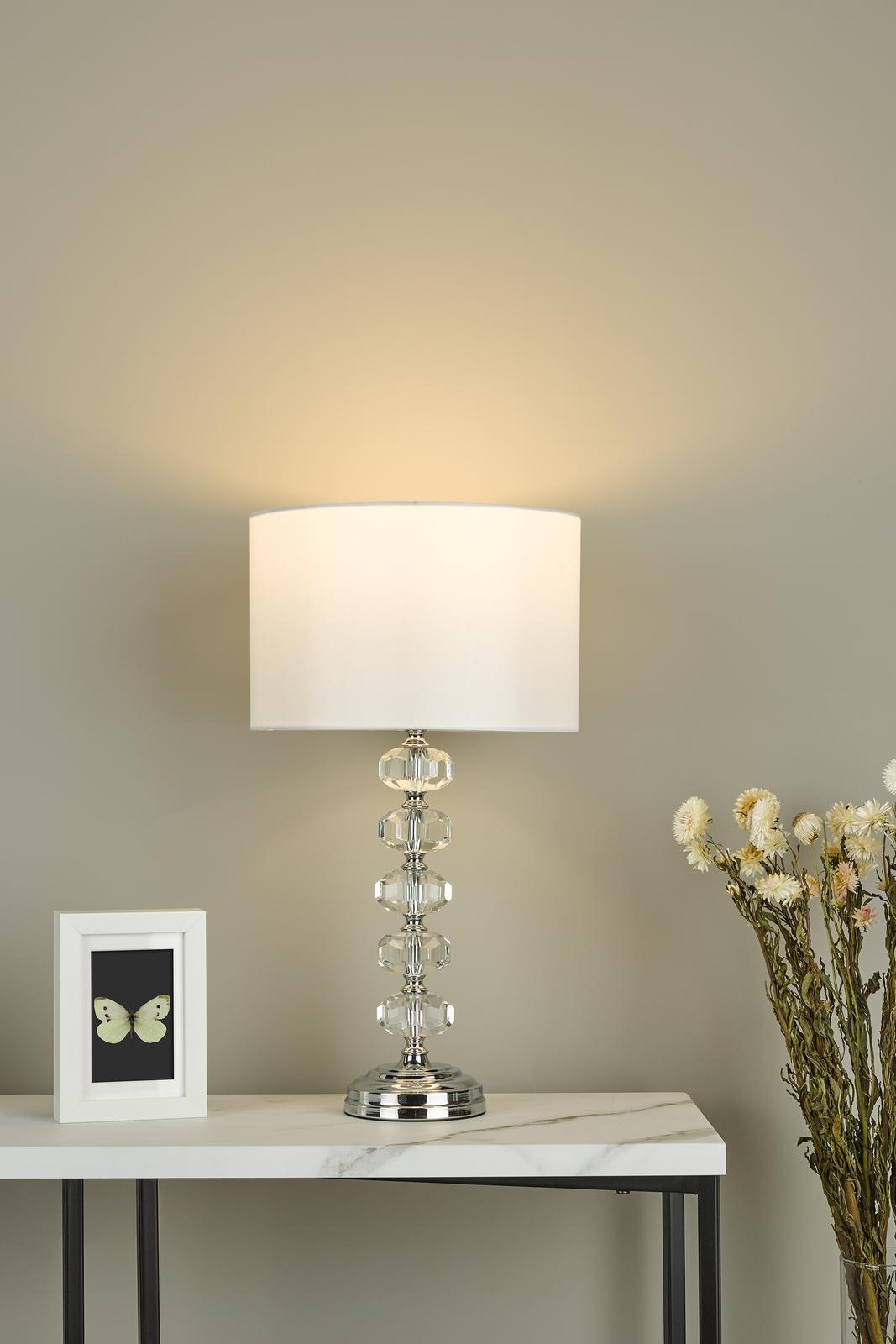 Oleana Table Lamp Polished Chrome Crystal With Shade