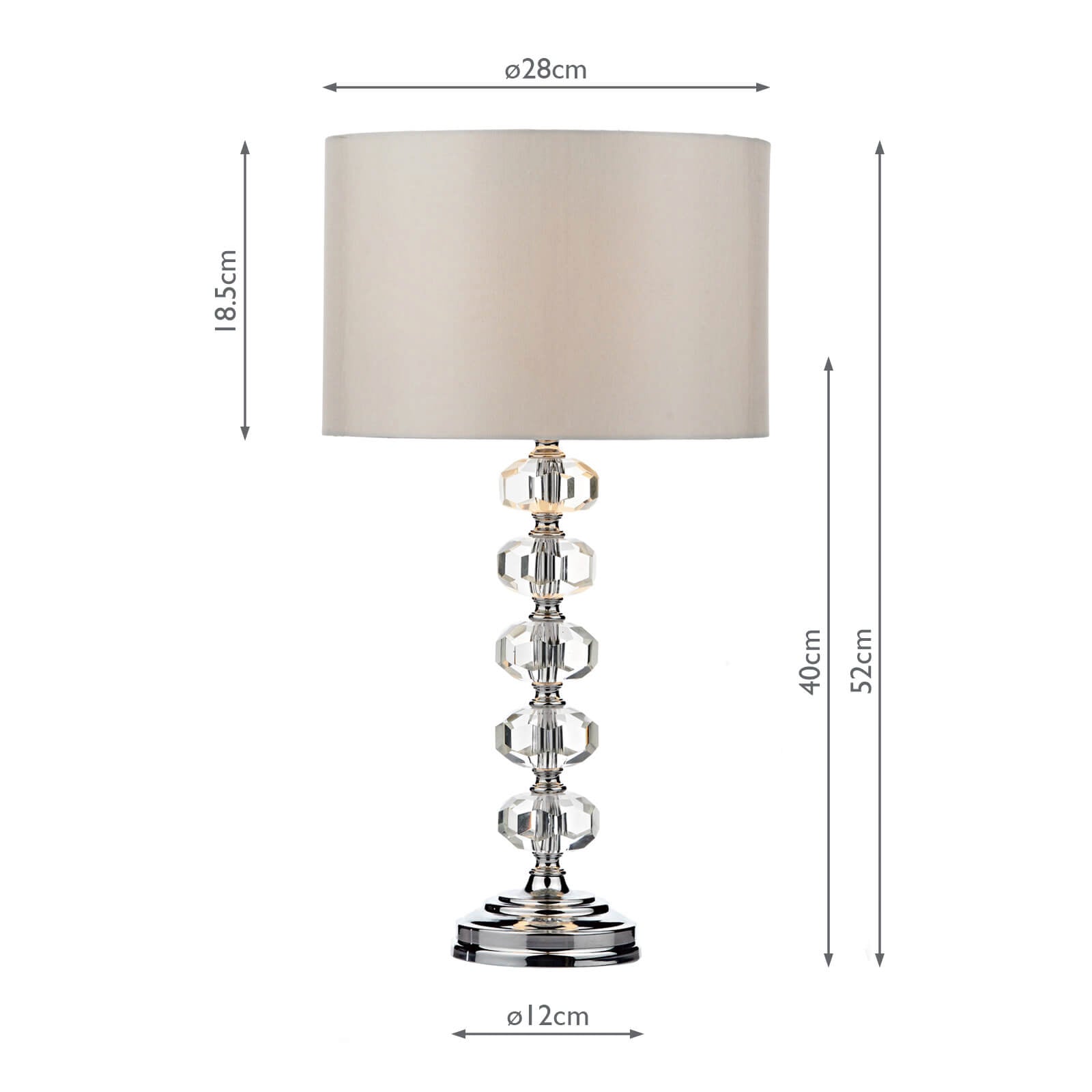 Oleana Table Lamp Polished Chrome Crystal With Shade