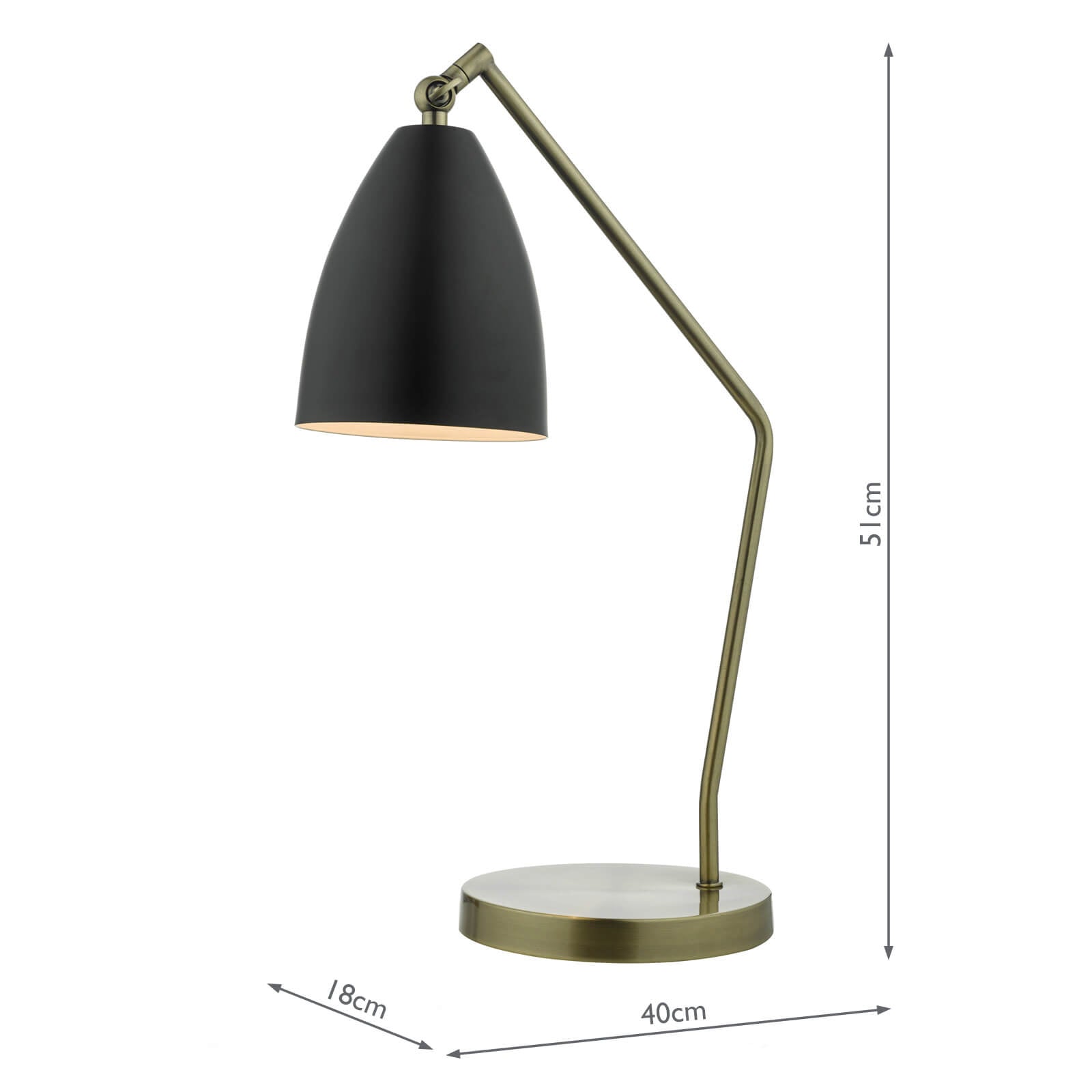 Olly Task Table Lamp Antique Brass Black
