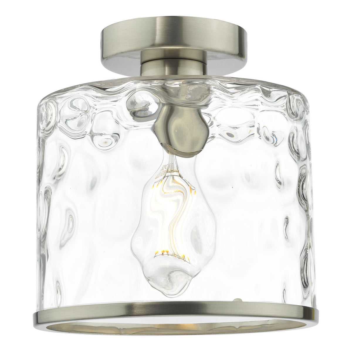 Olsen Semi-Flush Satin Chrome and Glass