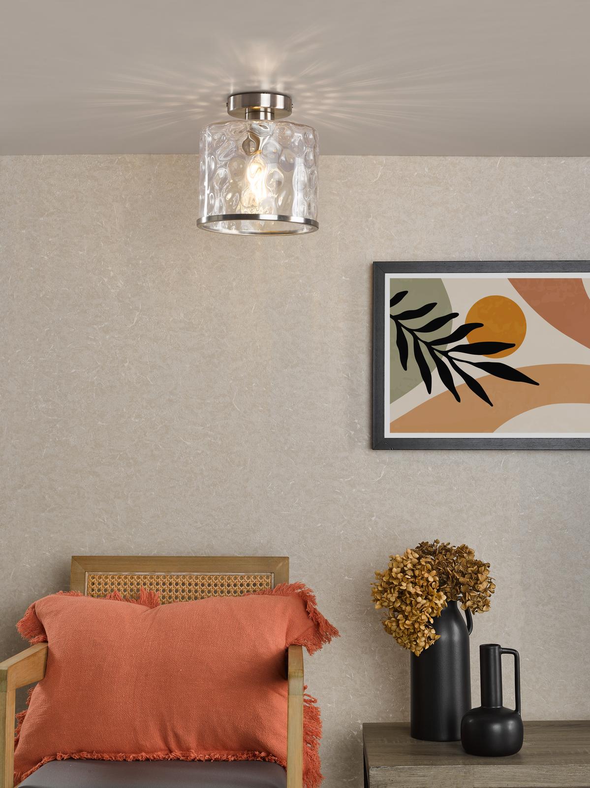 Olsen Semi-Flush Satin Chrome and Glass