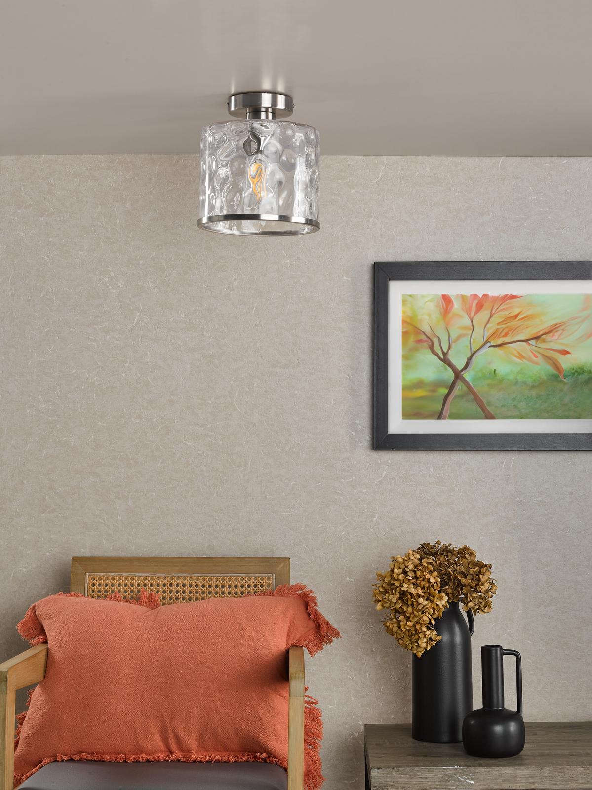 Olsen Semi-Flush Satin Chrome and Glass