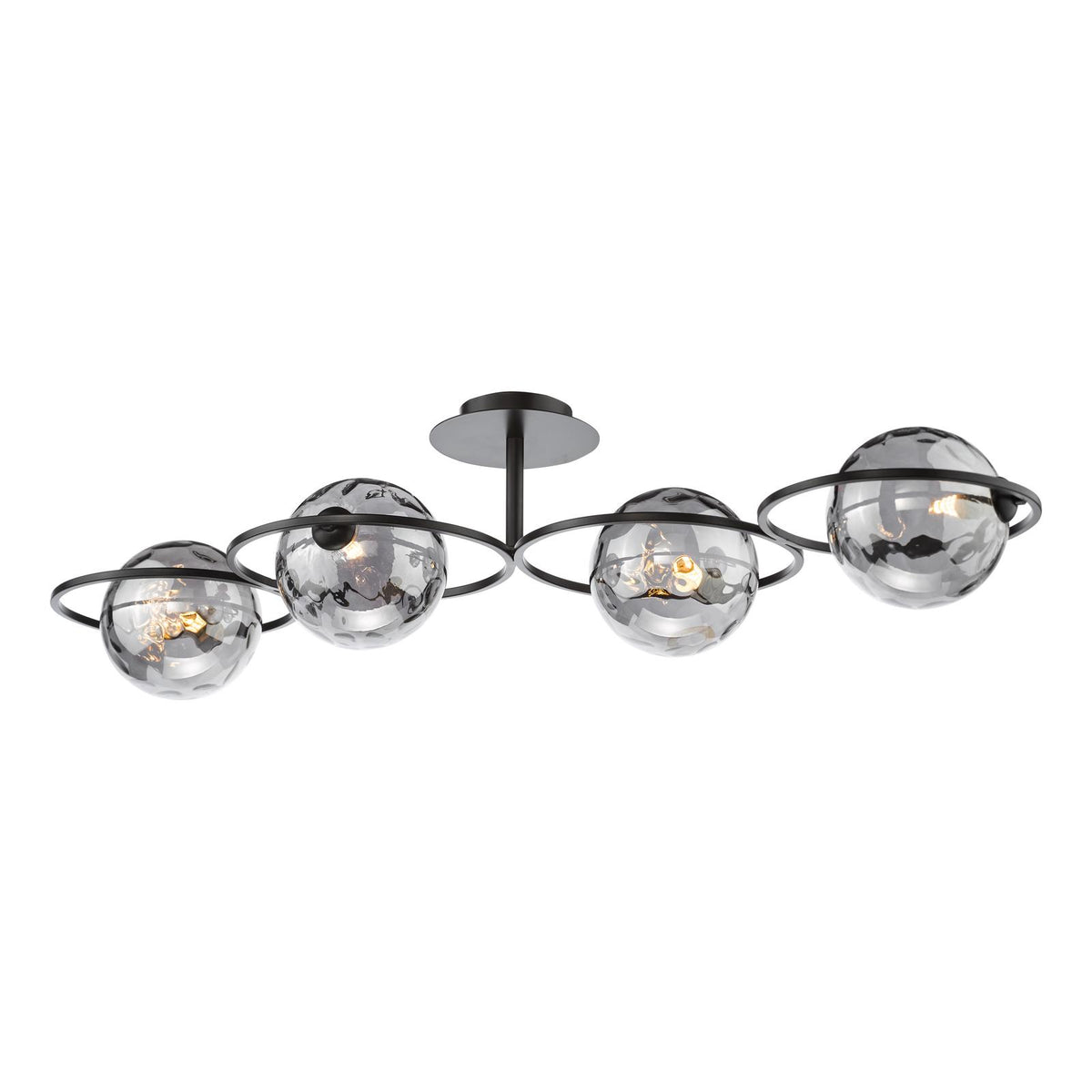 Olympus 4 Light Semi-Flush Matt Black With Smoked Dimpled Glass