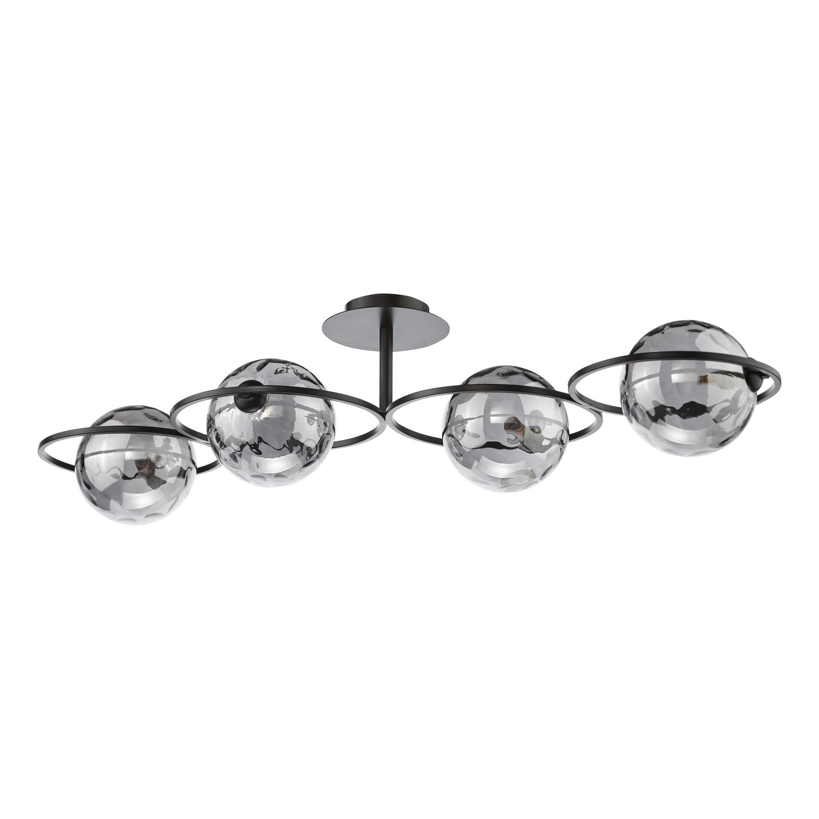 Olympus 4 Light Semi-Flush Matt Black With Smoked Dimpled Glass