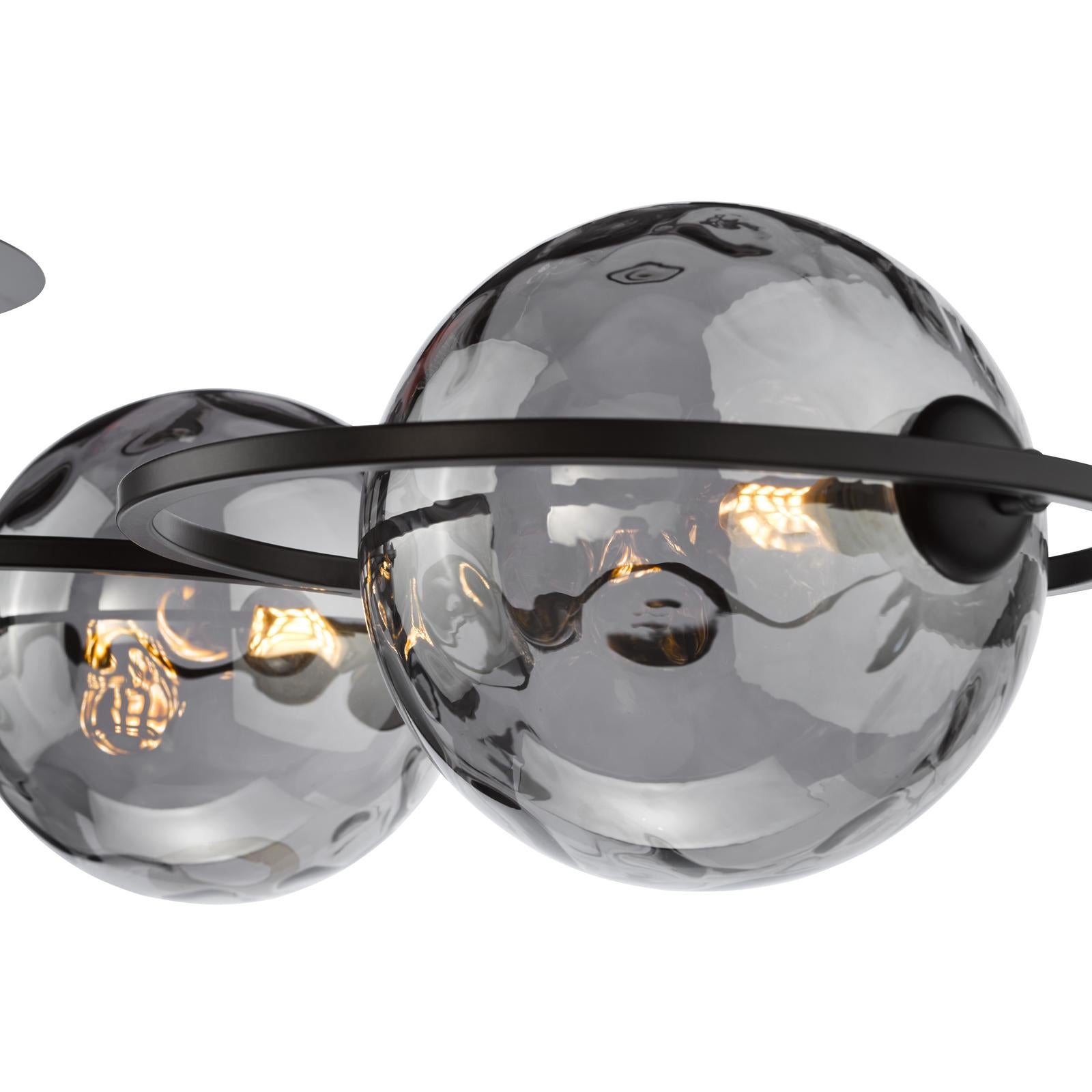 Olympus 4 Light Semi-Flush Matt Black With Smoked Dimpled Glass
