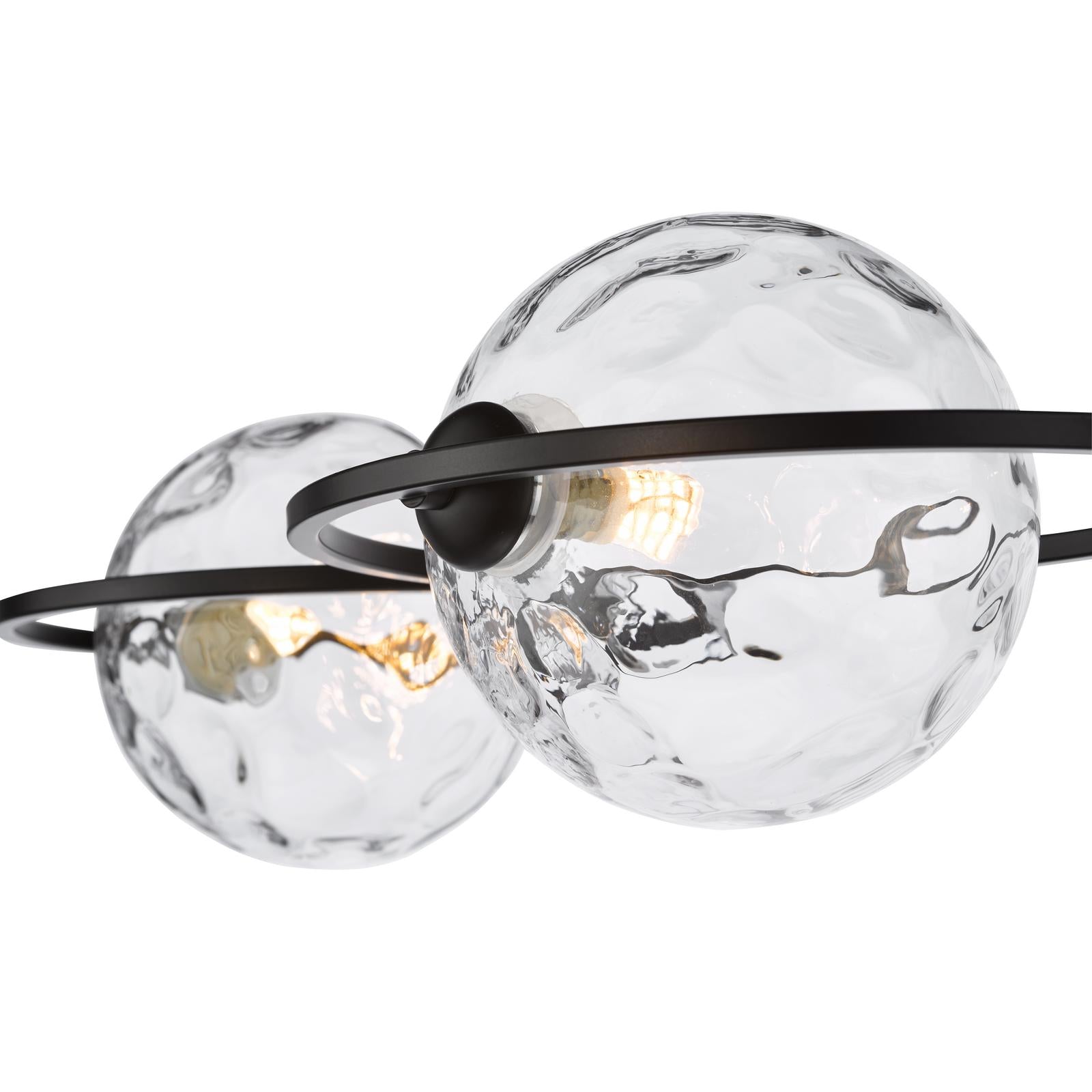 Olympus 4 Light Semi-Flush Matt Black With Clear Dimpled Glass