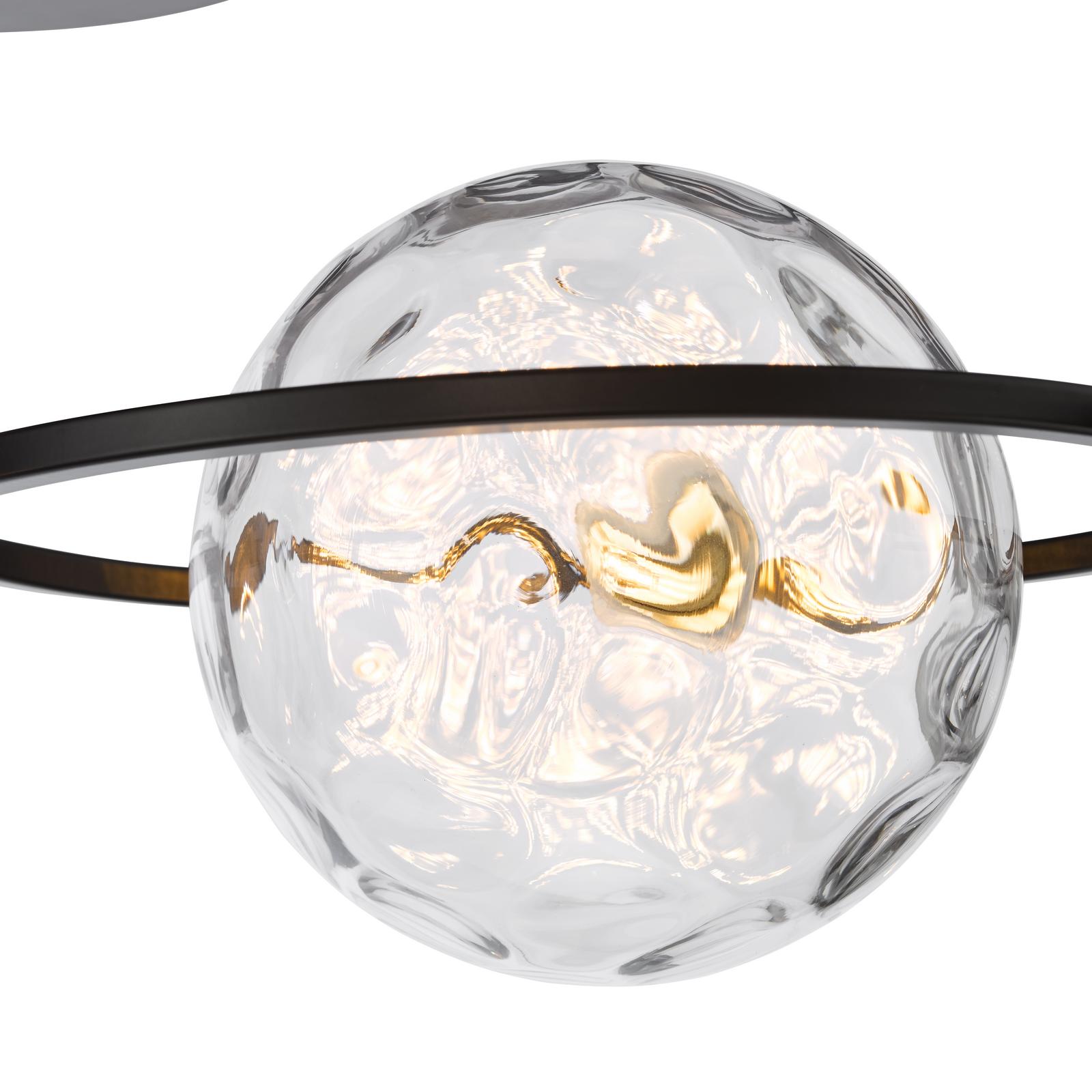 Olympus 4 Light Semi-Flush Matt Black With Clear Dimpled Glass
