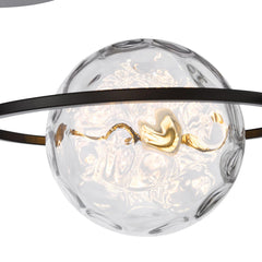 Olympus 4 Light Semi-Flush Matt Black With Clear Dimpled Glass
