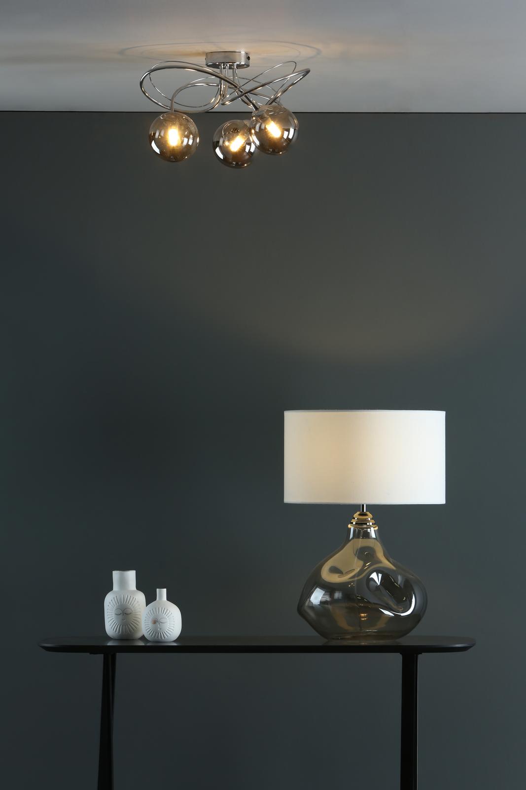 Onawa 3 Light Semi Flush Polished Chrome With Smoked Glass
