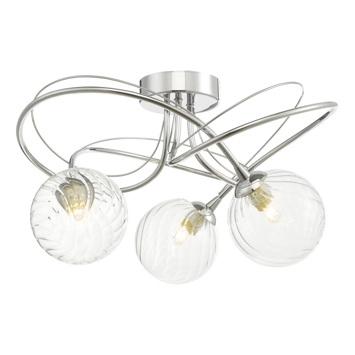 Onawa 3 Light Semi Flush Polished Chrome With Twisted Glass