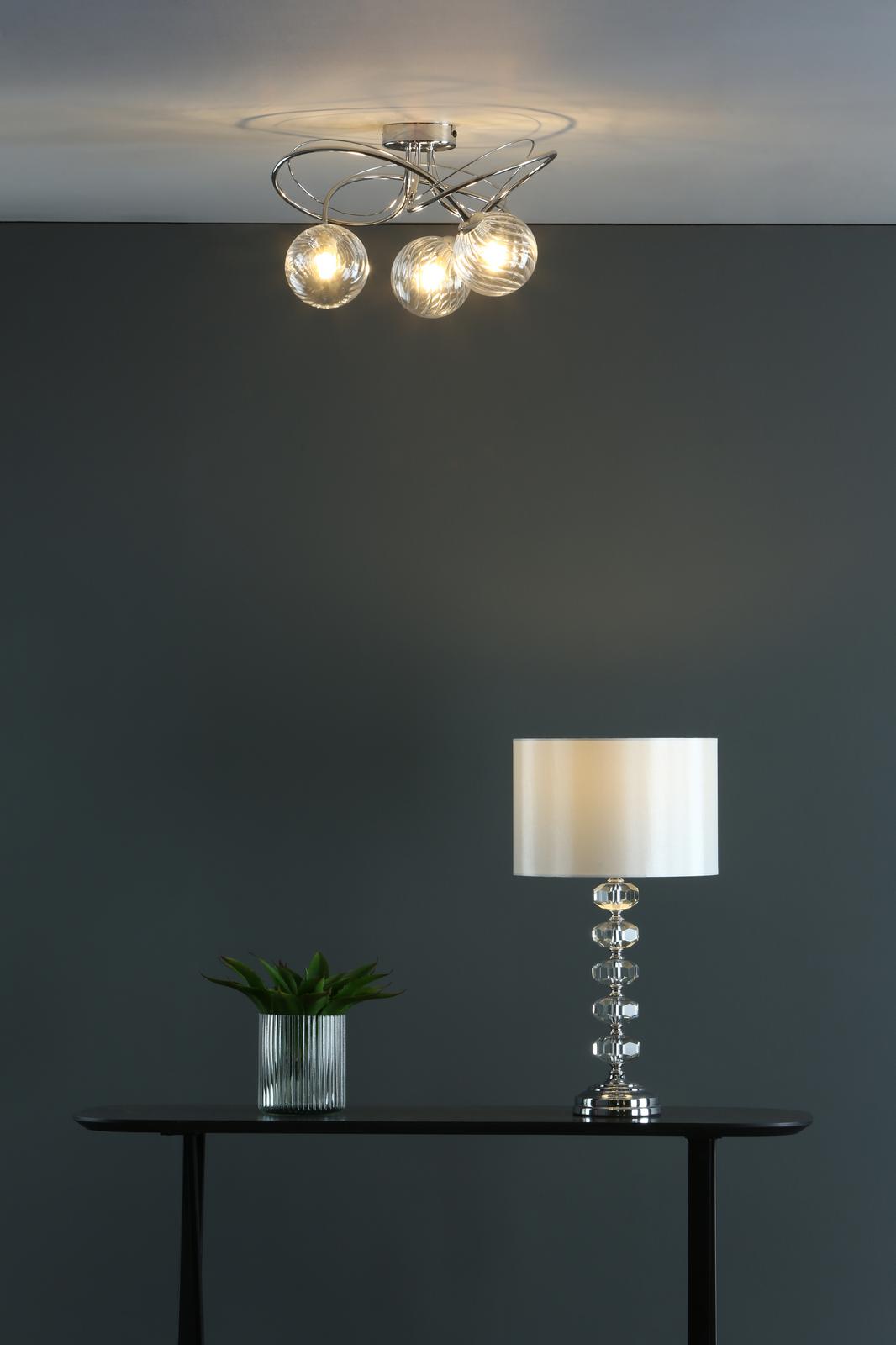 Onawa 3 Light Semi Flush Polished Chrome With Twisted Glass