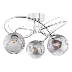 Onawa 3 Light Semi Flush Polished Chrome With Organic Smoked Glass