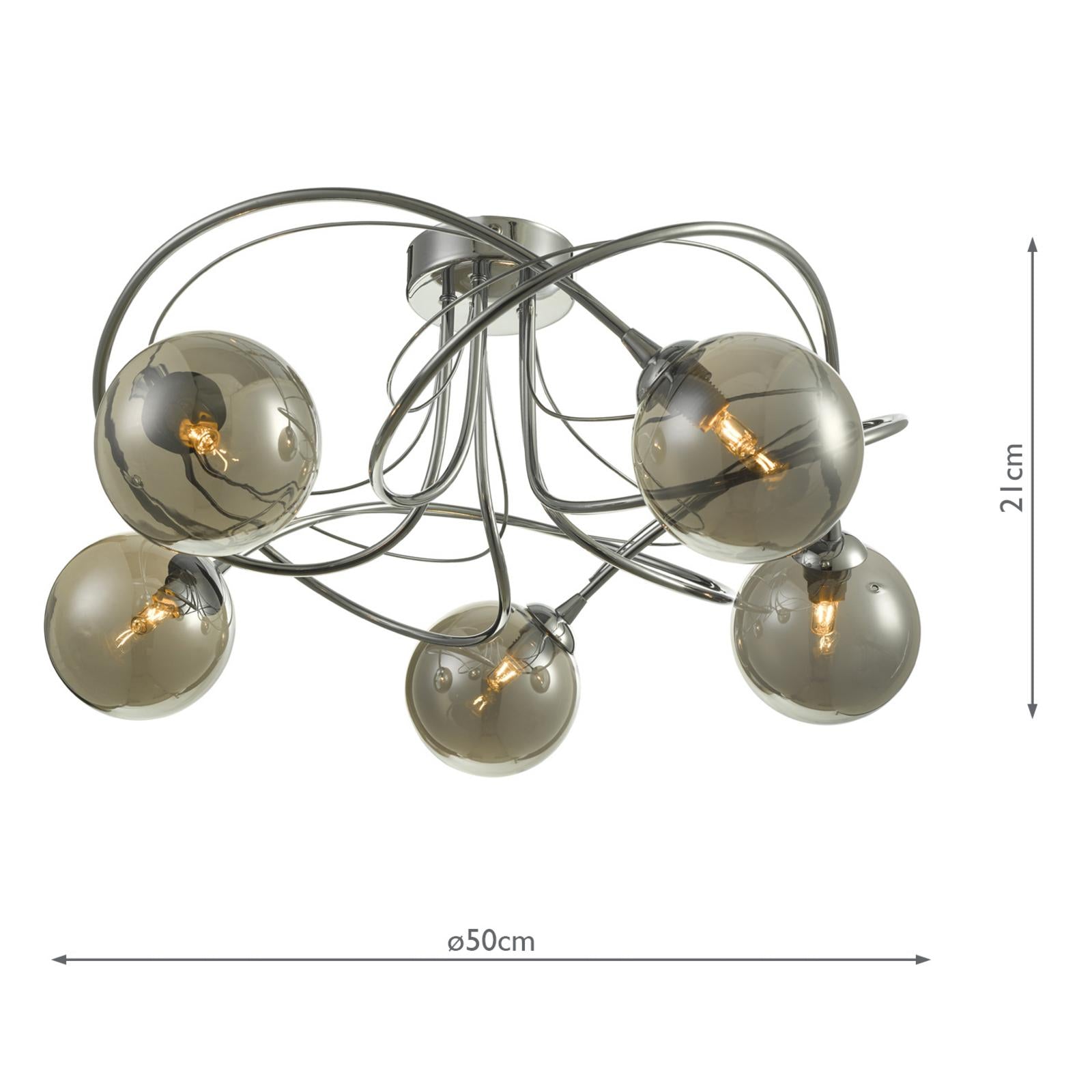 Onawa 5lt Semi Flush Polished Chrome With Smoked Glass