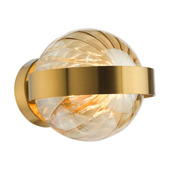 Ophira Wall Light Antique Gold and Amber Ribbed Glass