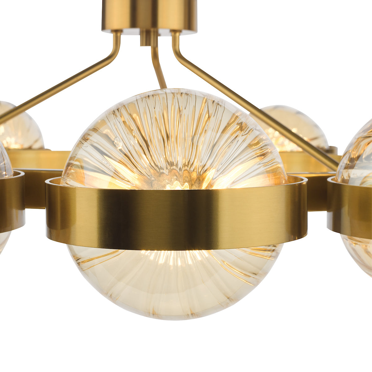 Ophira 8 Light Pendant Antique Gold and Amber Ribbed Glass (Copy)