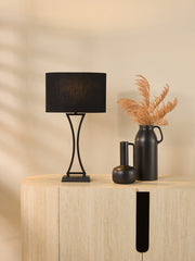 Oporto Wavy Table Lamp Black With Shade