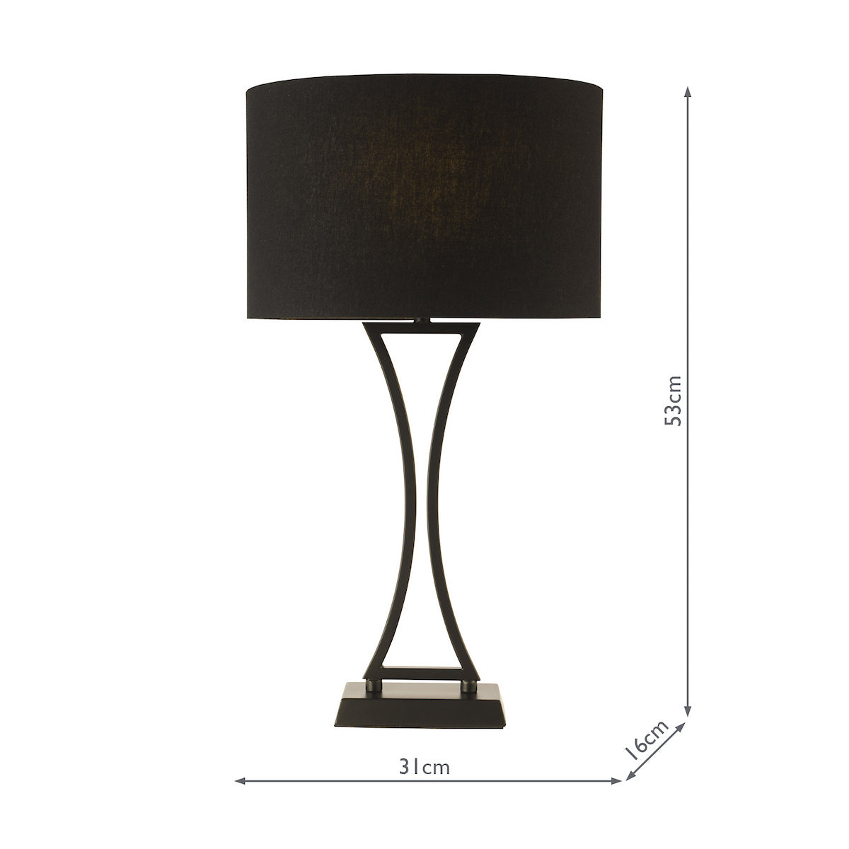 Oporto Wavy Table Lamp Black With Shade