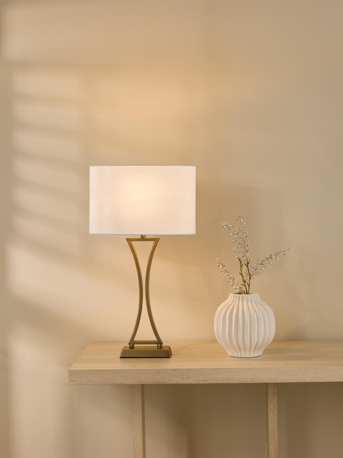 Oporto Table Lamp Aged Brass With Shade