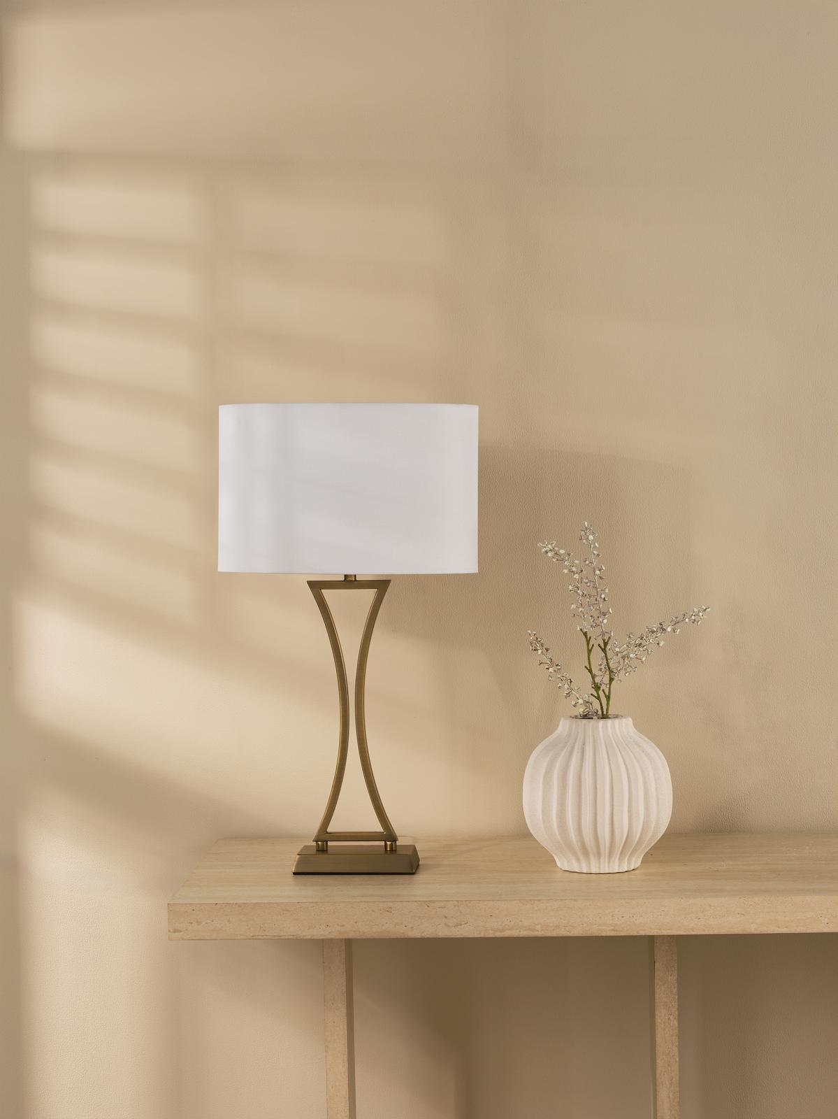 Oporto Table Lamp Aged Brass With Shade