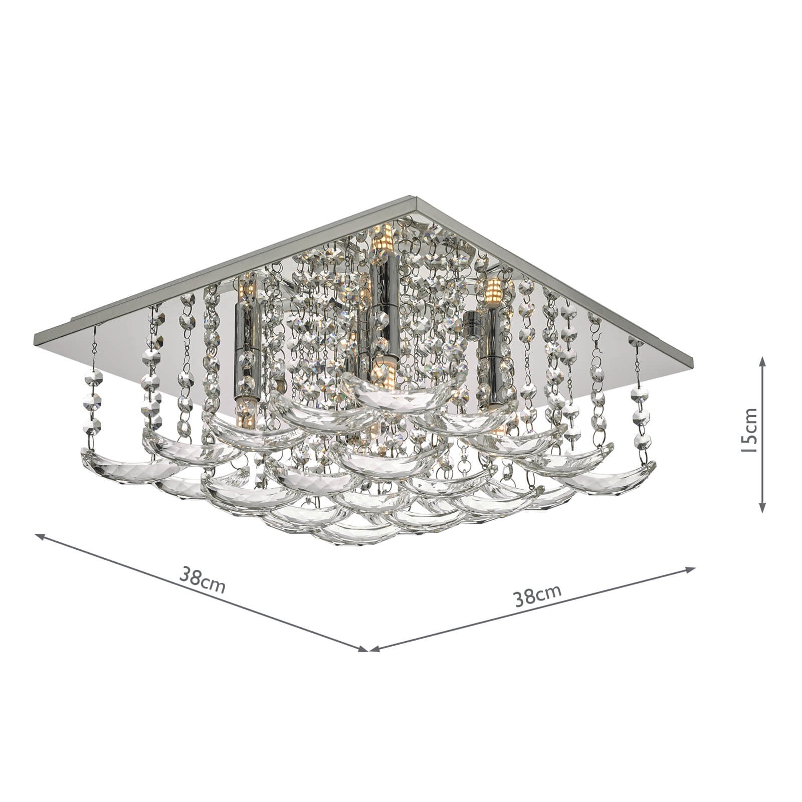 Orella 5 Light Flush Polished Chrome & Crystal