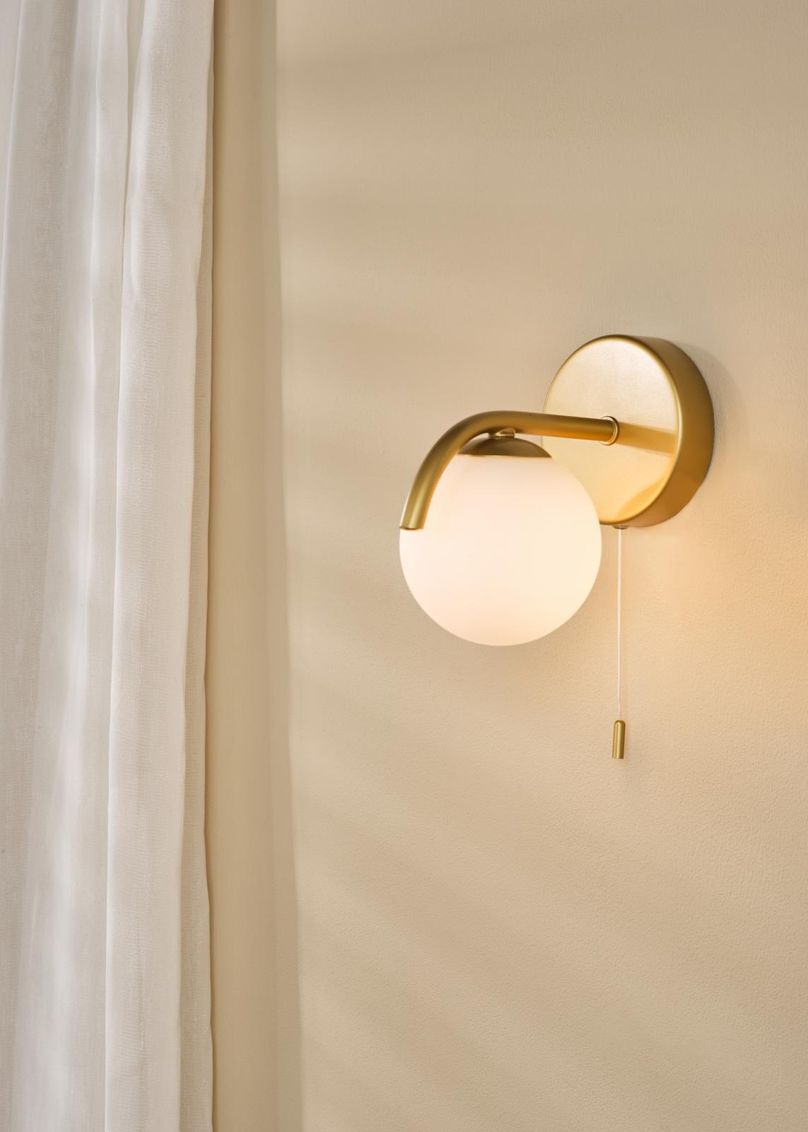 Orlena Wall Light Satin Gold and Opal Glass