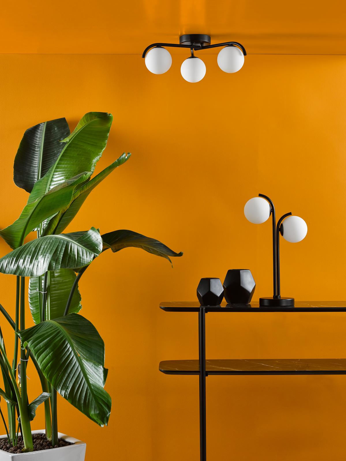 Orlena 2 Light Table Lamp Matt Black and Opal Glass
