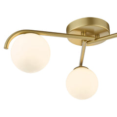 Orlena 3 Light Flush Satin Gold and Opal Glass