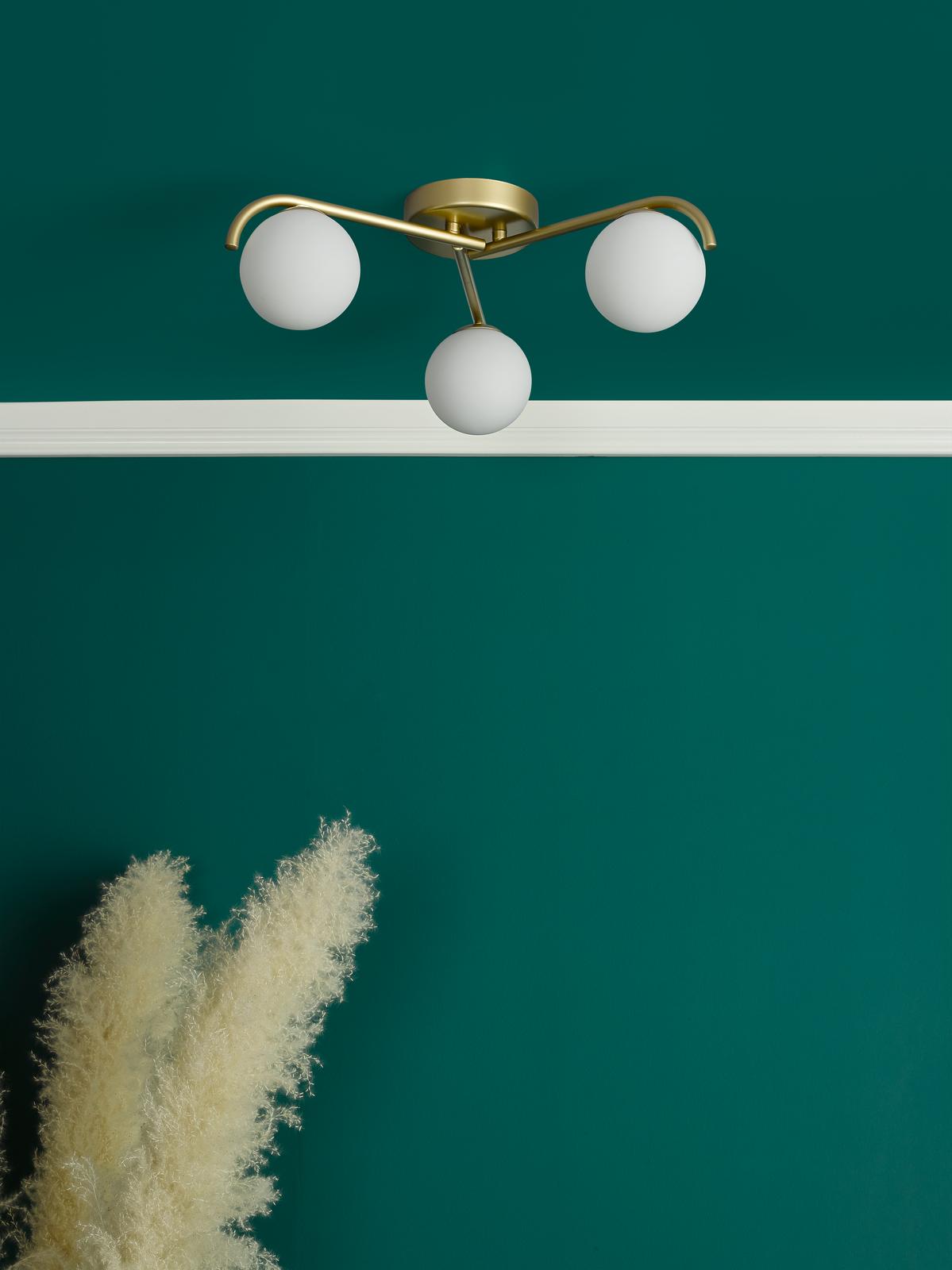 Orlena 3 Light Flush Satin Gold and Opal Glass