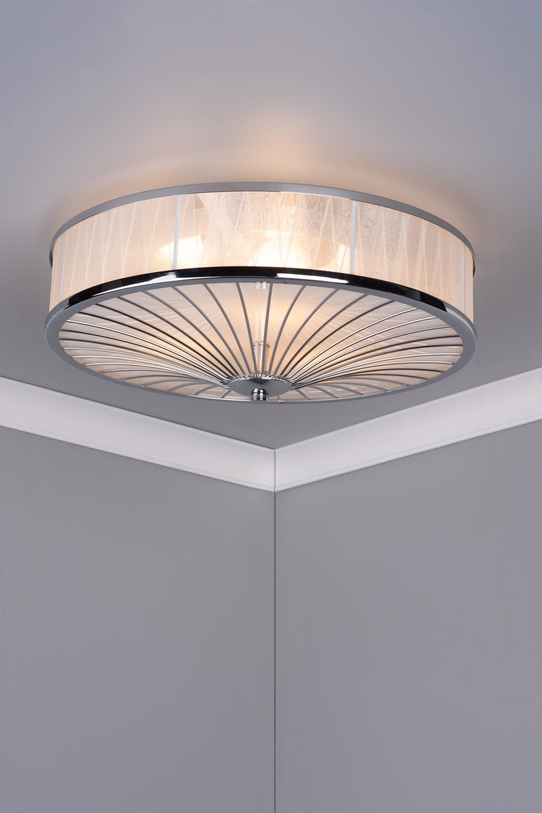 Oslo 3 Light Flush Polished Chrome/ White