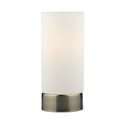 Owen Touch Round Glass Table Lamp Antique Brass Opal Glass