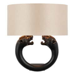 Panther wall light by David Hunt Lighting shown in black with an ivory shade