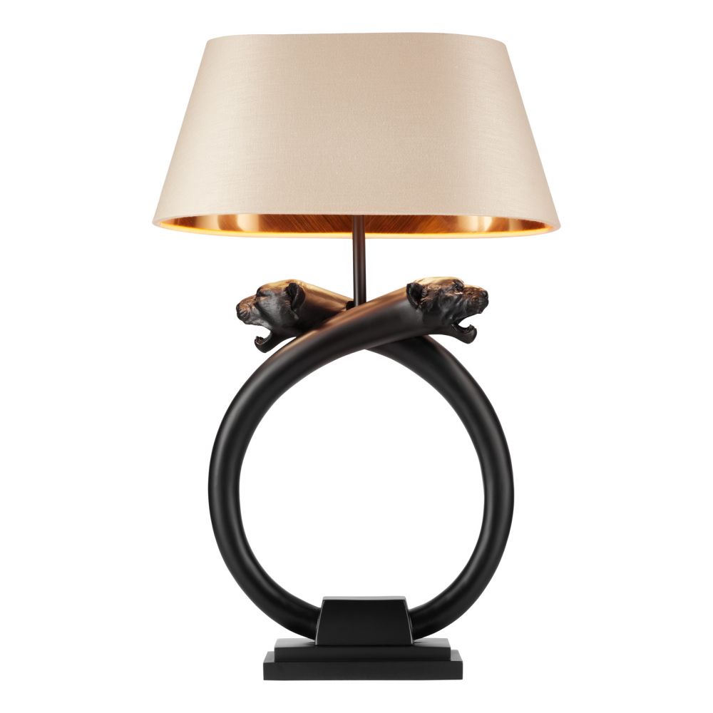 Panther tabler lap by David Hunt Lighting with Ivory and gold shade
