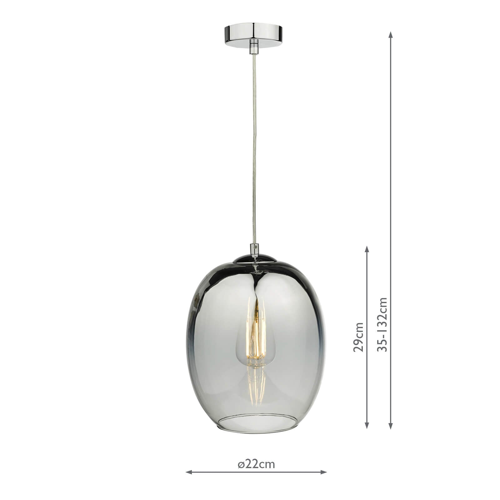 Patrice 1 Light Pendant Silver Glass
