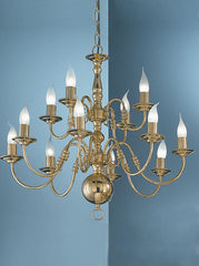 Franklite, Delft 12lt Fitting. Polished Brass 3 Tier
