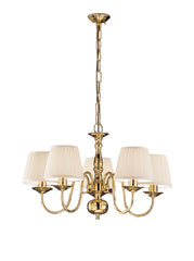 Franklite, Delft 5lt Fitting. Polished Brass with or without Shades