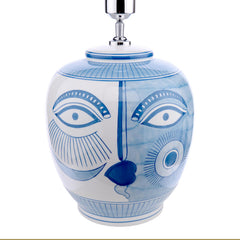 Picasso Small Ceramic Table Lamp Blue & White Face Print Base Only