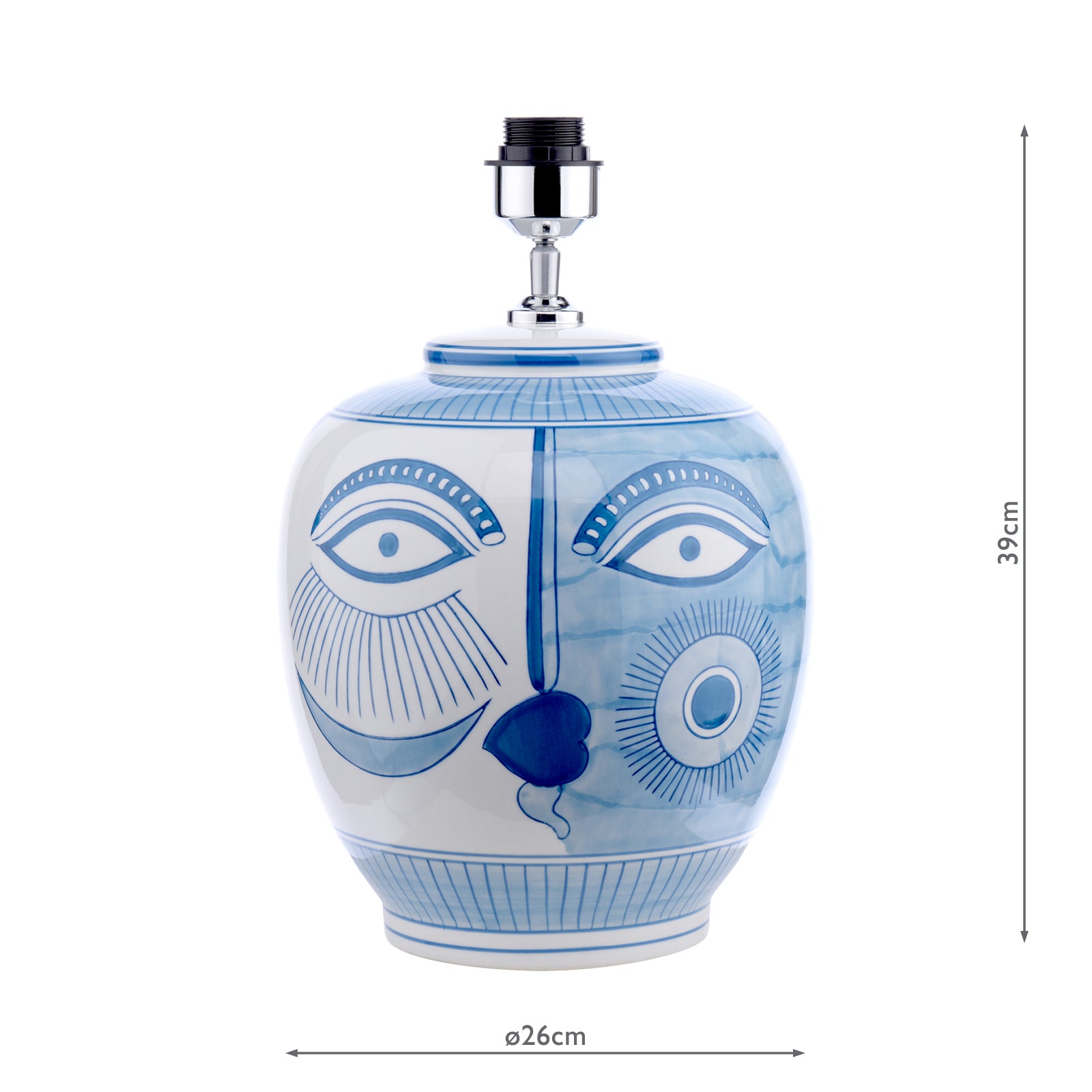 Picasso Small Ceramic Table Lamp Blue & White Face Print Base Only