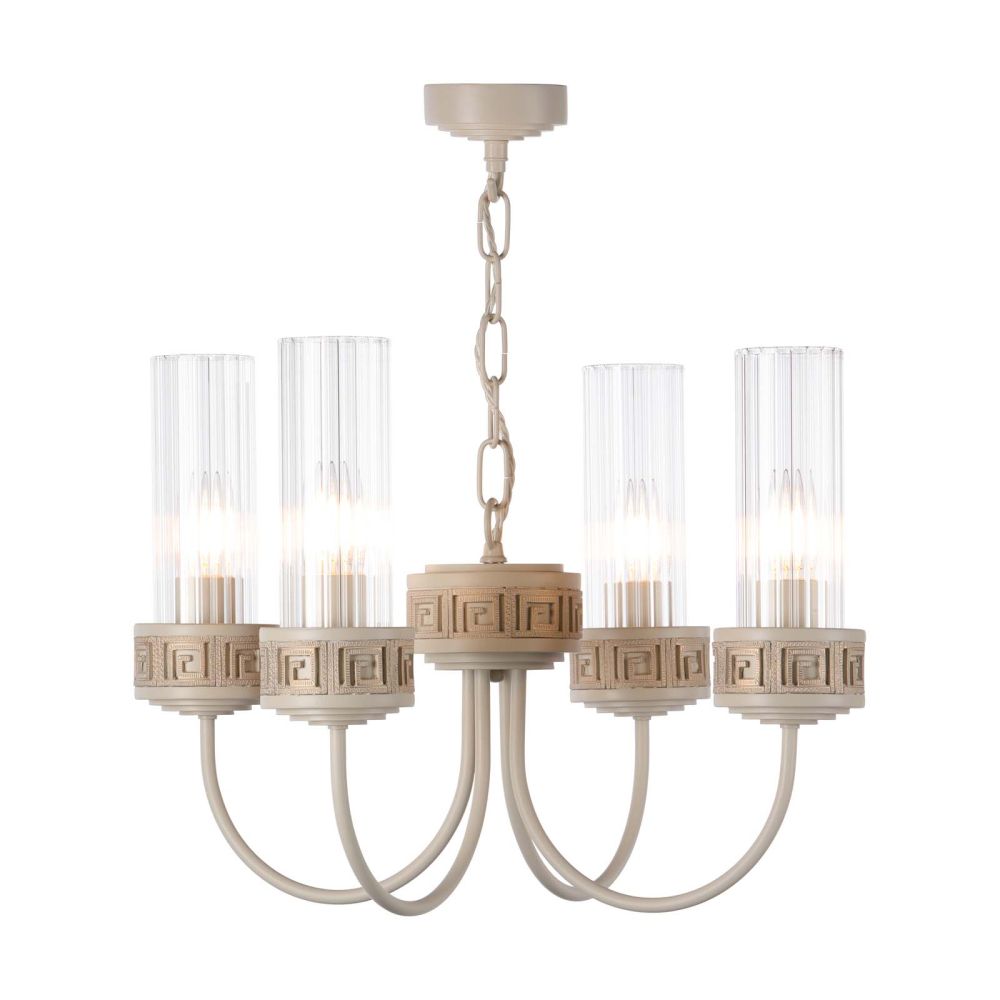 Plato 4 Light Pendant Cream / Gold and Glass
